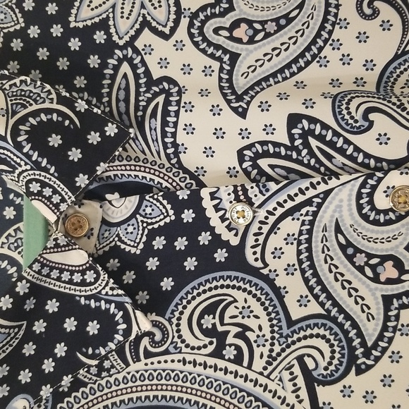 Tommy Hilfiger Blue Paisley  Tie Waist Lush Life Polished Button Down Sh… - Picture 3 of 11